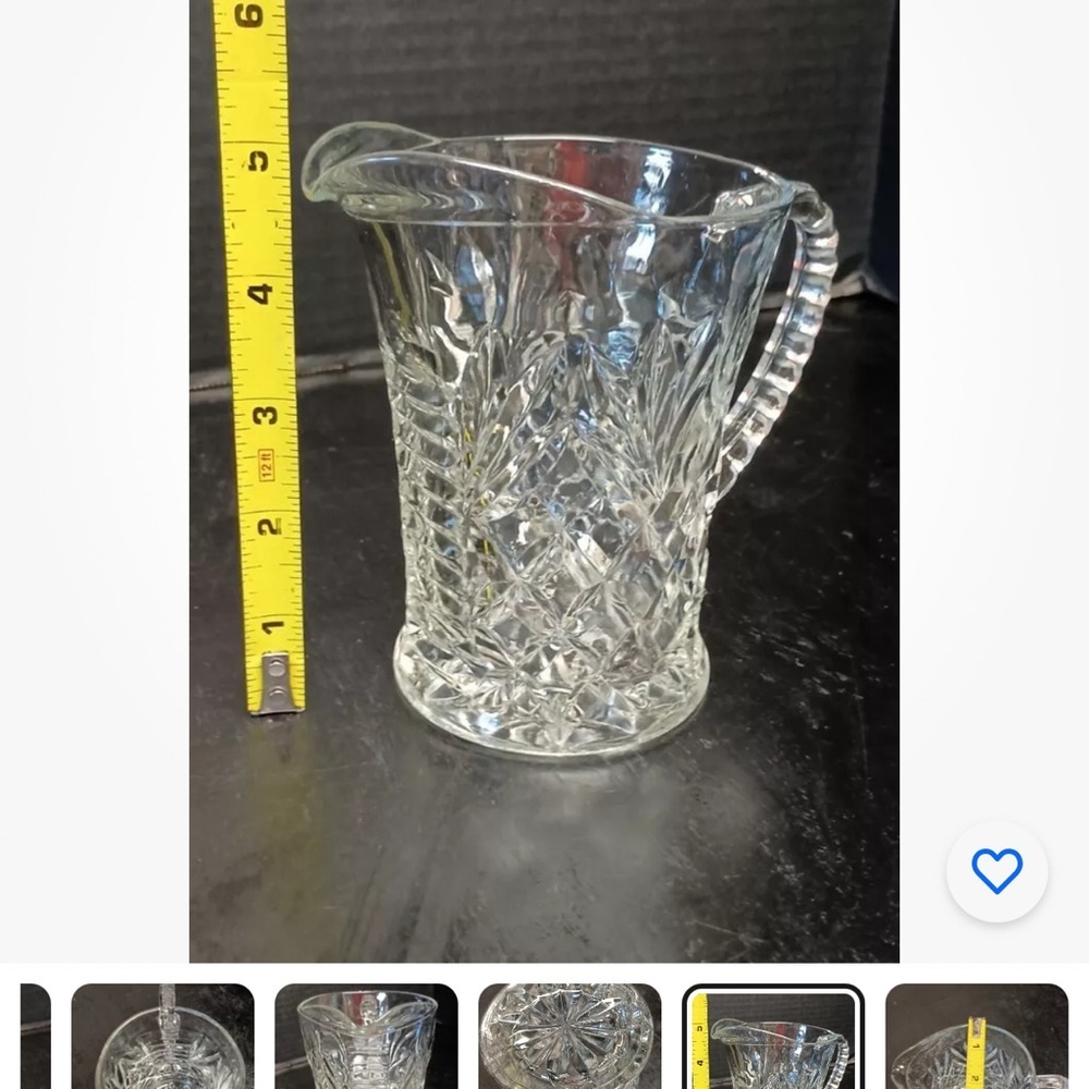 Small Clear Pressed Glass Syrup Pitcher MCM - Picture 8 of 9